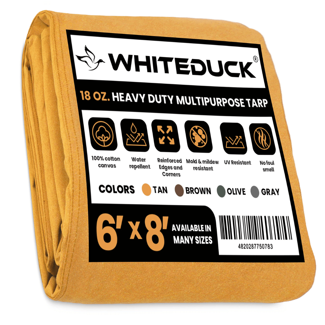 White Duck Cotton Canvas Tarp 6’ x 8’  Tan