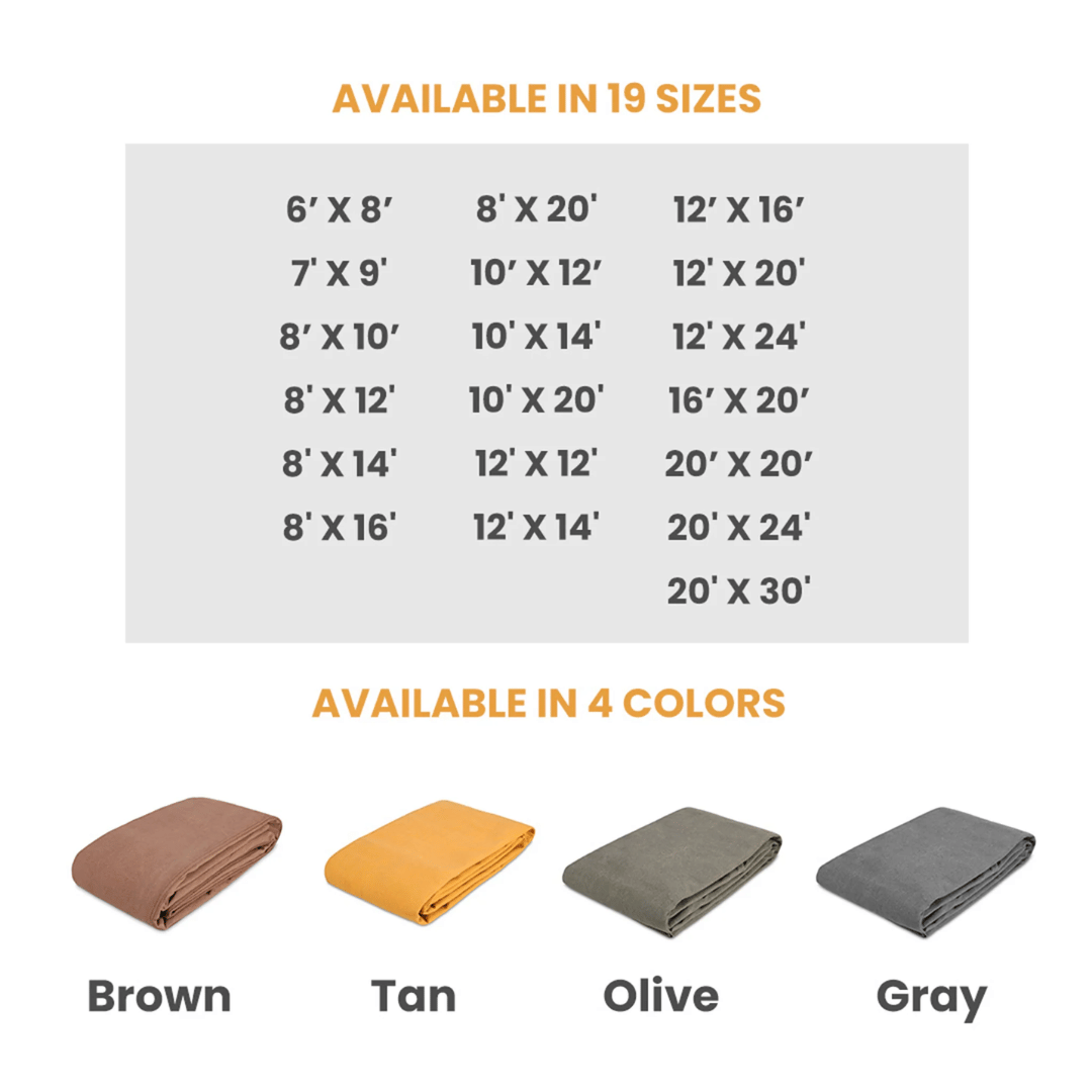 White Duck Cotton Canvas Tarp Sizes and Colors