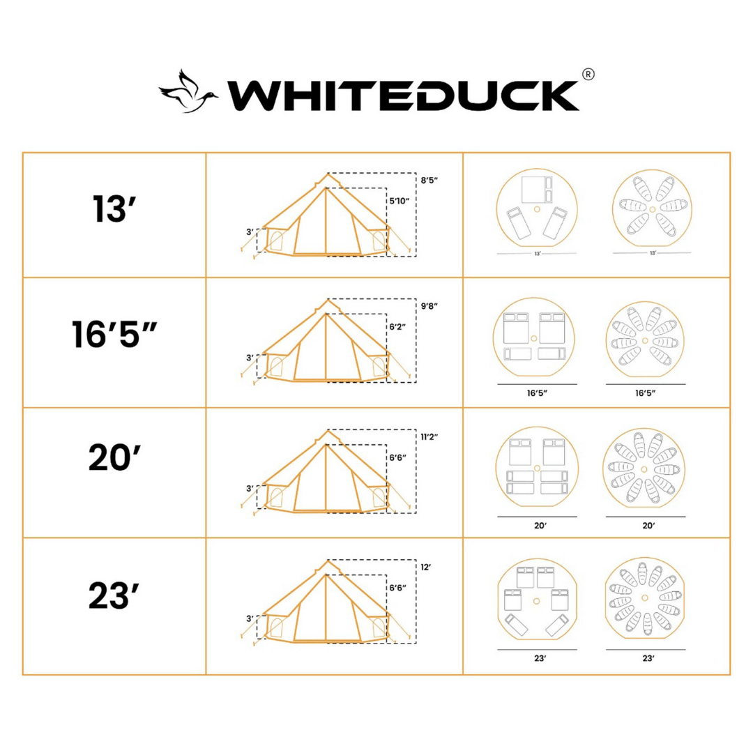 White Duck Outdoors Avalon Bell Tent size comparisons