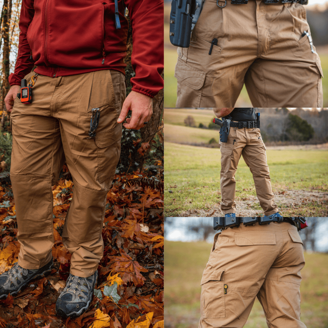 White Duck Outdoors Aztec Tactical Pants khaki being worn