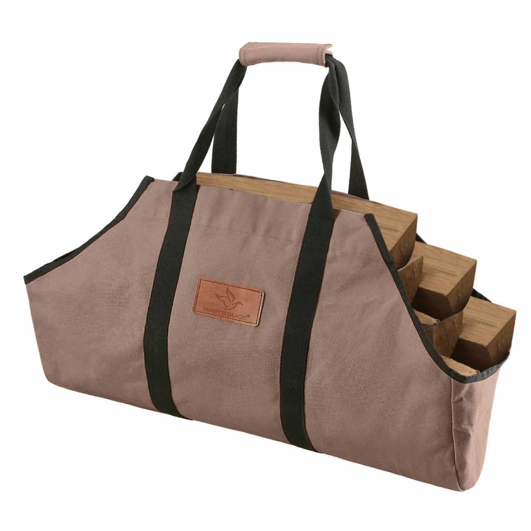 White Duck Outdoors Boat Canvas Log Carrier Bag brown with logs