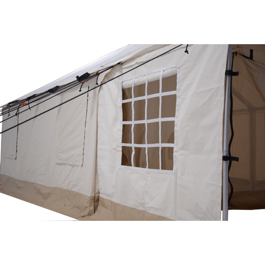 White Duck Outdoors Canvas Porch for Alpha Wall Tent Close Up View