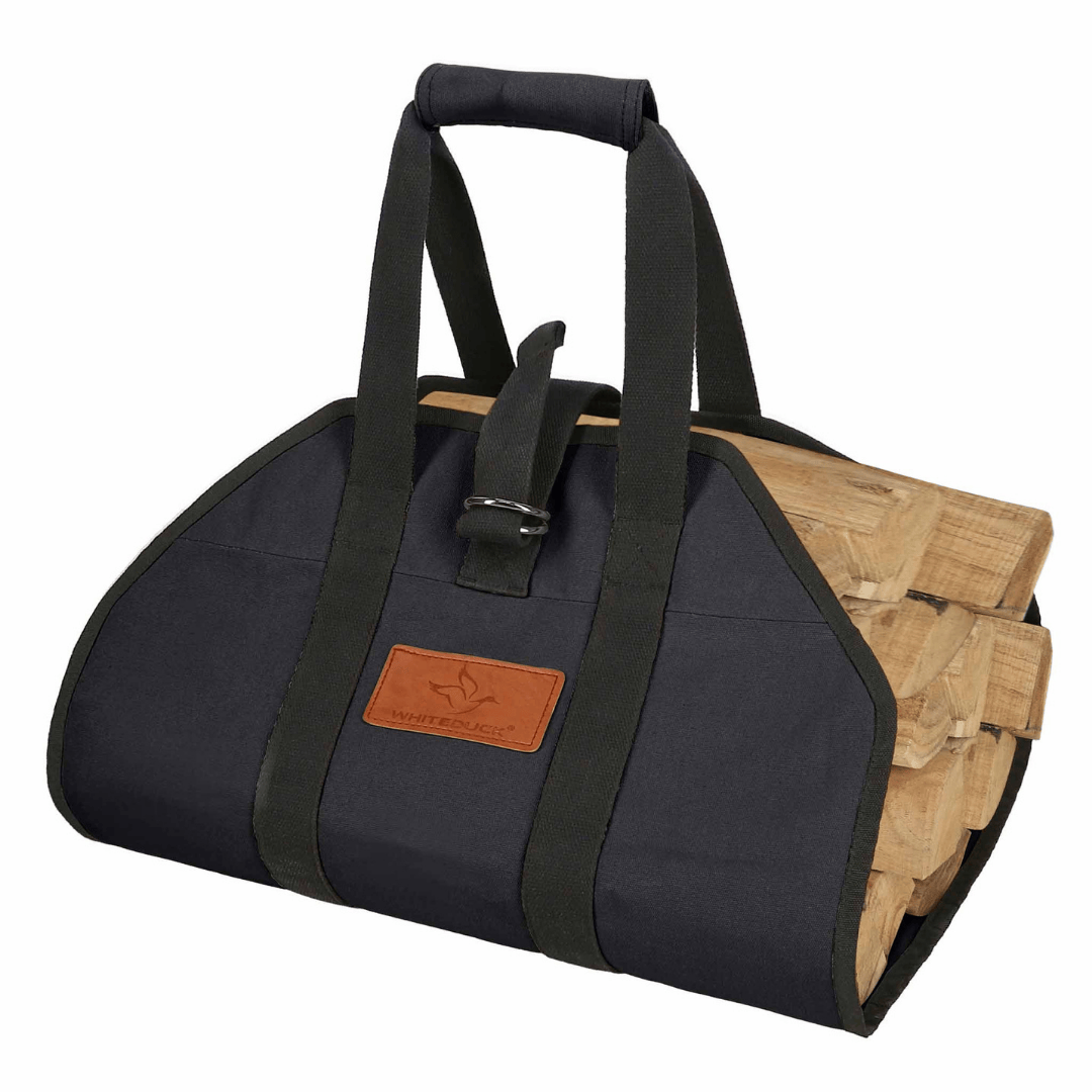 White Duck Outdoors Diamond Canvas Log Carrier Bag black with logs