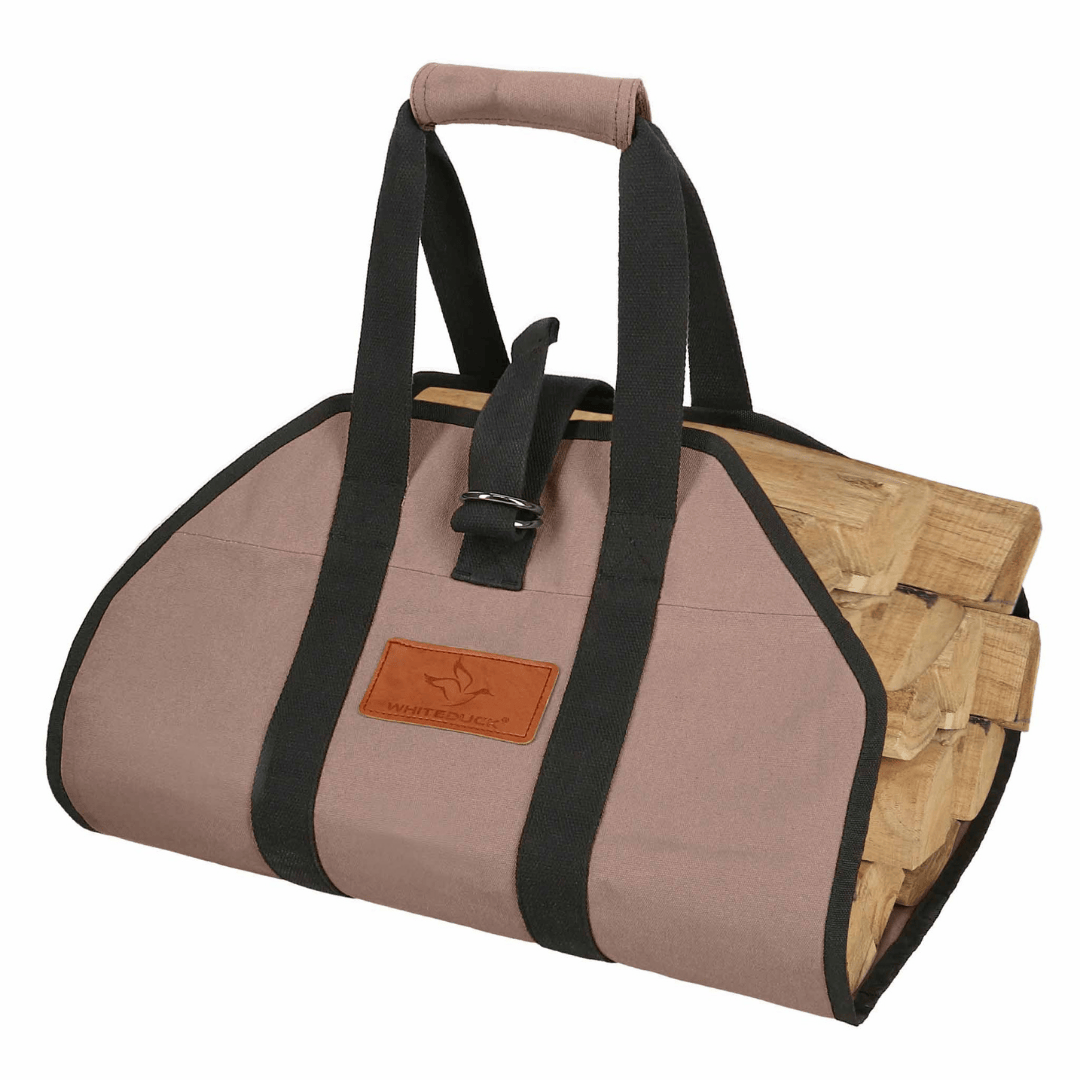 White Duck Outdoors Diamond Canvas Log Carrier Bag brown with logs