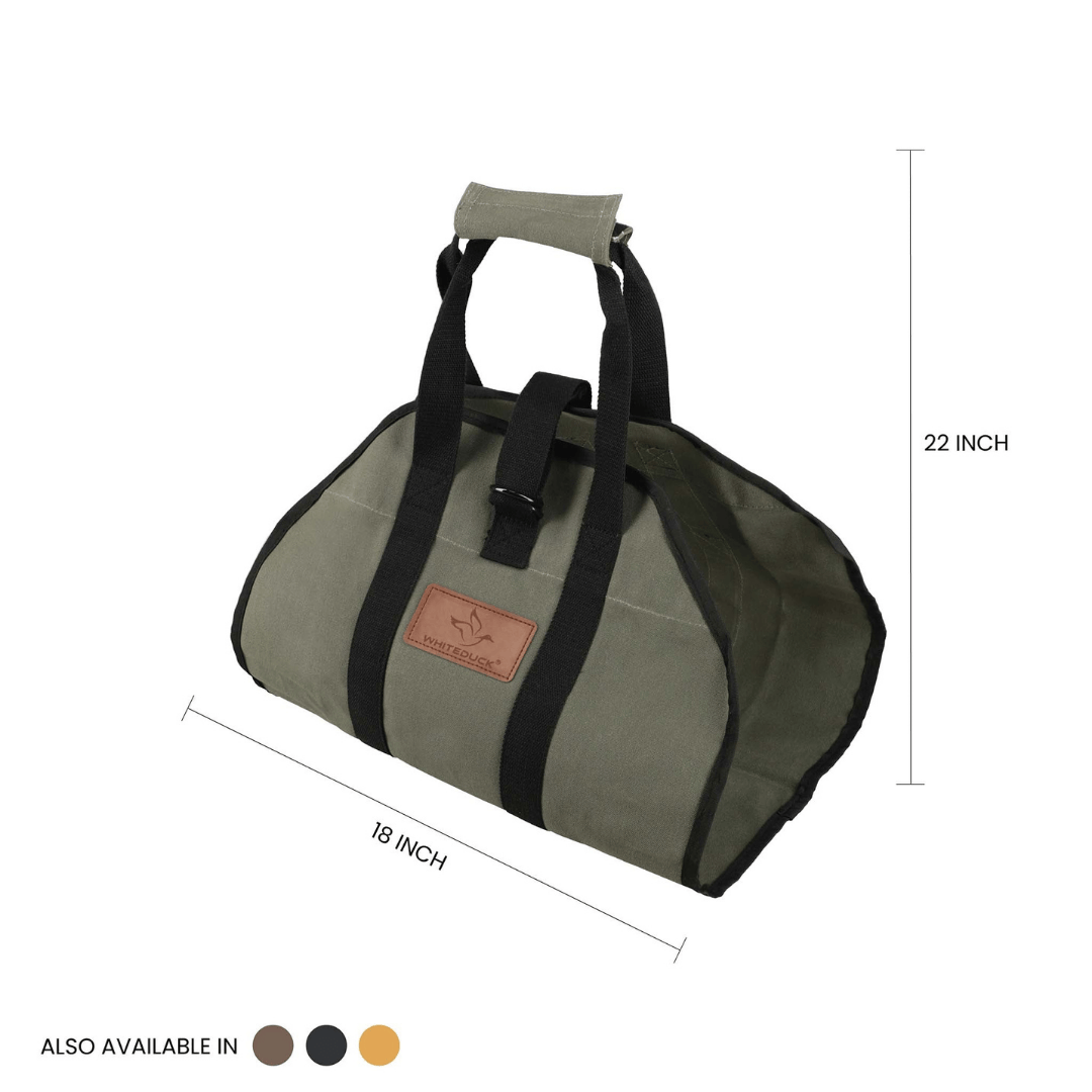 White Duck Outdoors Diamond Canvas Log Carrier Bag olive dimensions