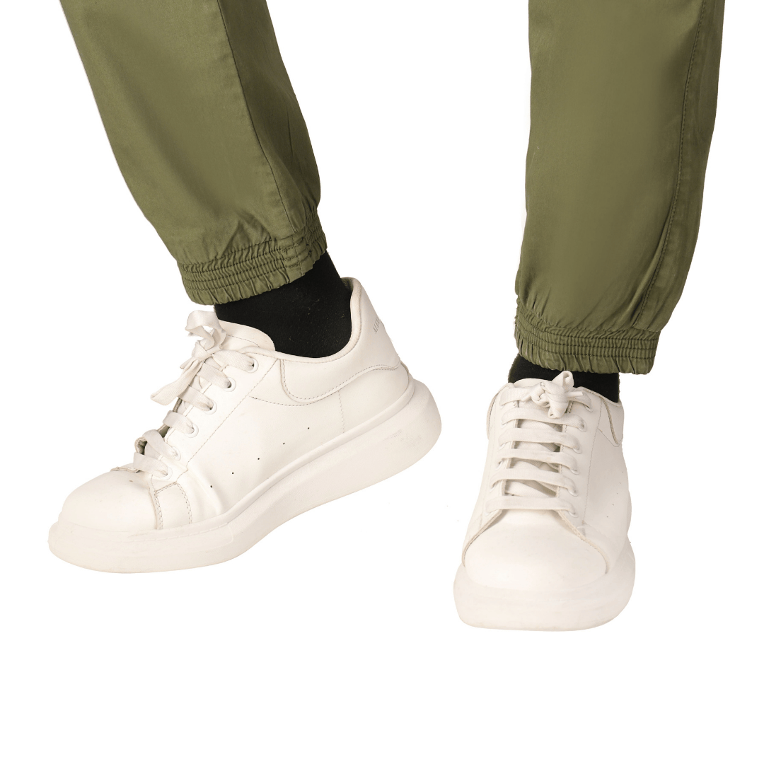 White Duck Outdoors Essential Stretch Jogger Pants Olive cuffs close up