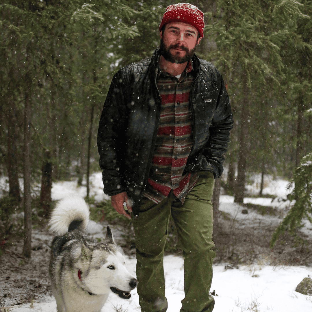 White Duck Outdoors Essential Stretch Jogger Pants worn by man while walking
