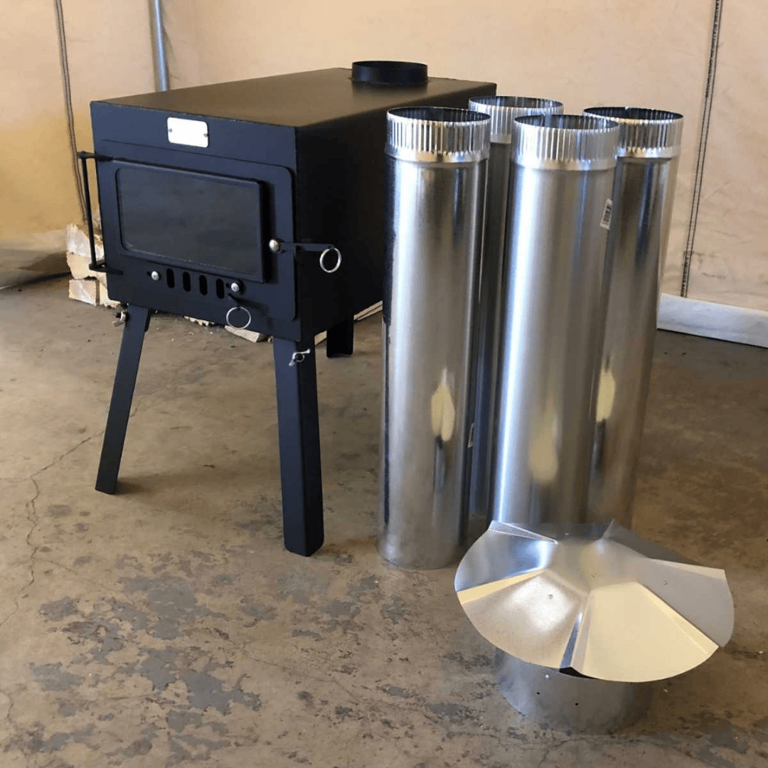 White Duck Outdoors Explorer Wood Stove Kit disassembled left side view