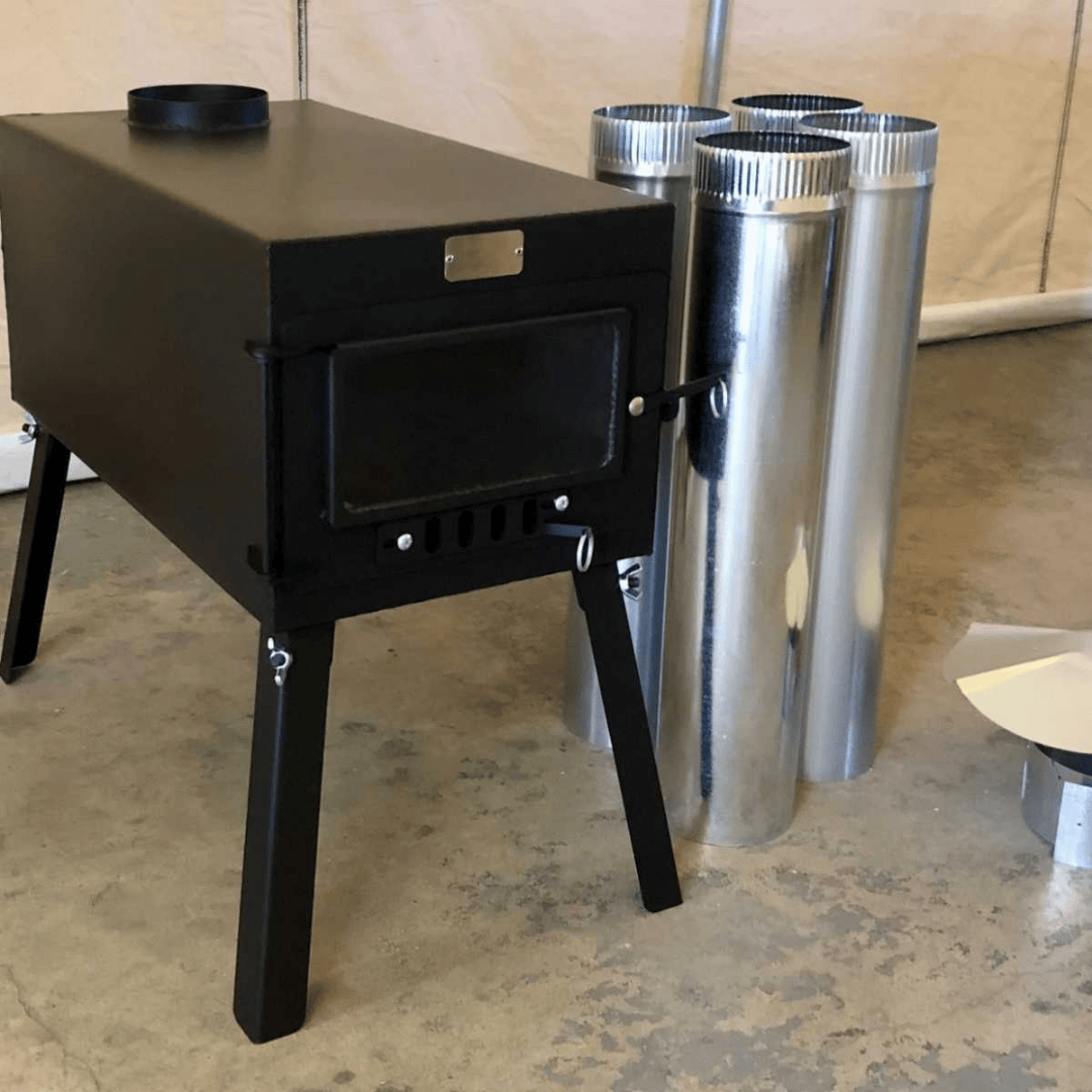 White Duck Outdoors Explorer Wood Stove Kit disassembled right side view