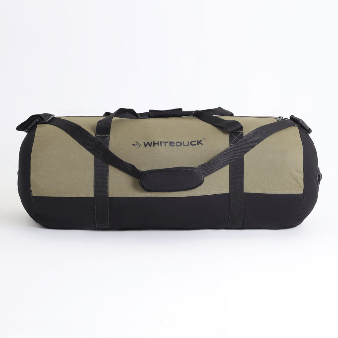White Duck Outdoors Filios Canvas Duffel Bag 21 x 12 inches black &amp; olive