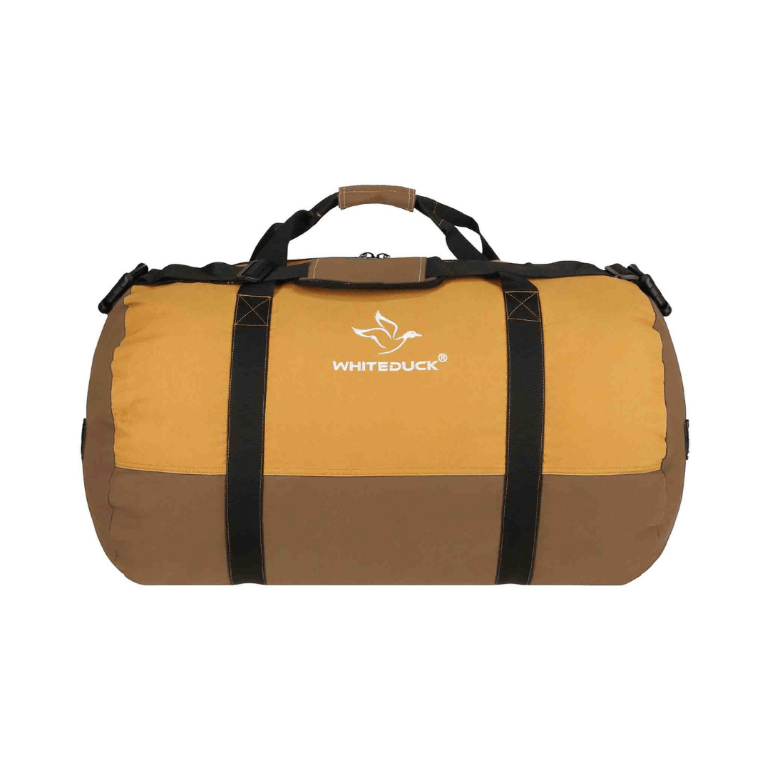 White Duck Outdoors Filios Canvas Duffel Bag brown and tan