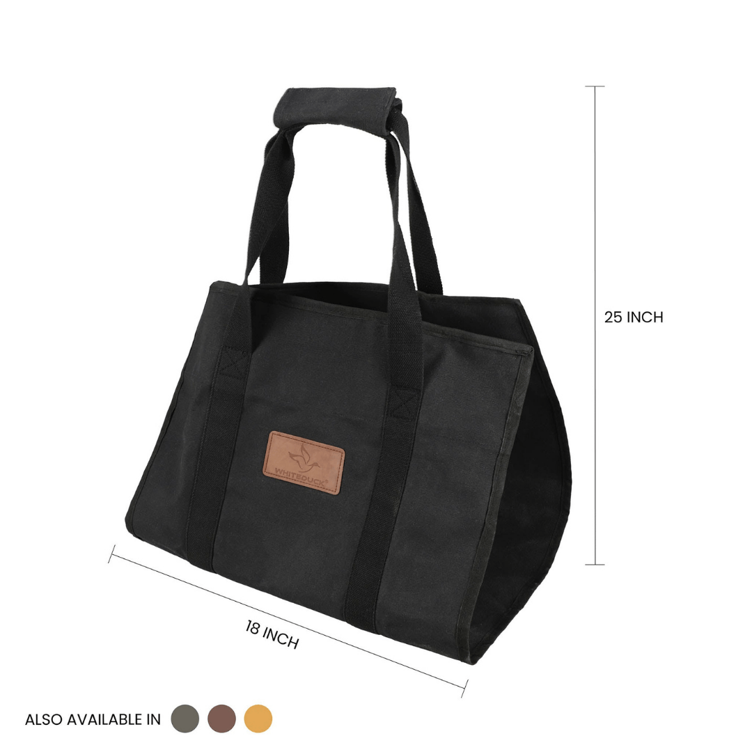 White Duck Outdoors Rectangle Canvas Log Carrier Bag Black Dimensions