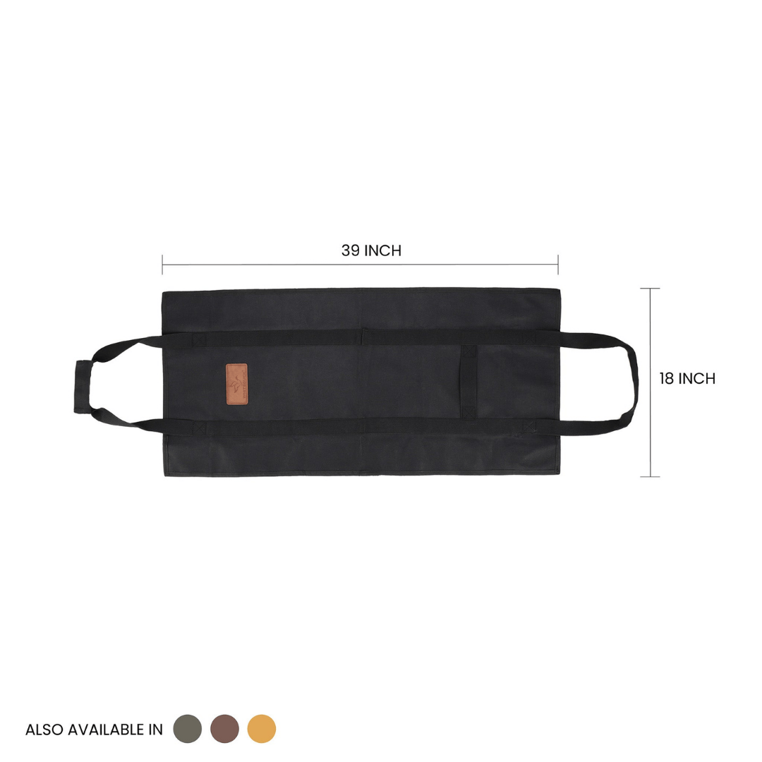 White Duck Outdoors Rectangle Canvas Log Carrier Bag Black Laid Out Dimensions