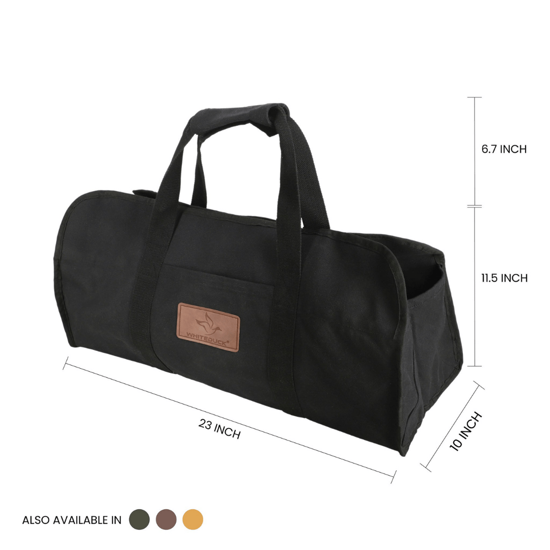 White Duck Outdoors Tote Canvas Log Carrier Bag black dimensions