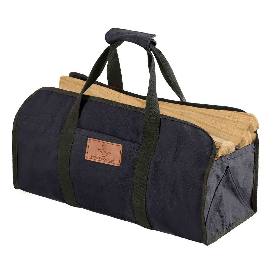 White Duck Outdoors Tote Canvas Log Carrier Bag black with logs