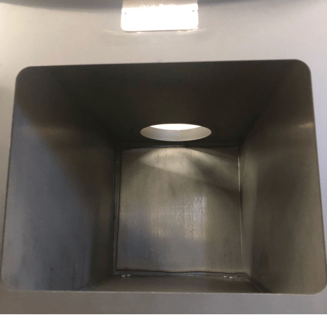 White Duck Outdoors Woodsman XL Wood Stove Kit interior view of vent hole