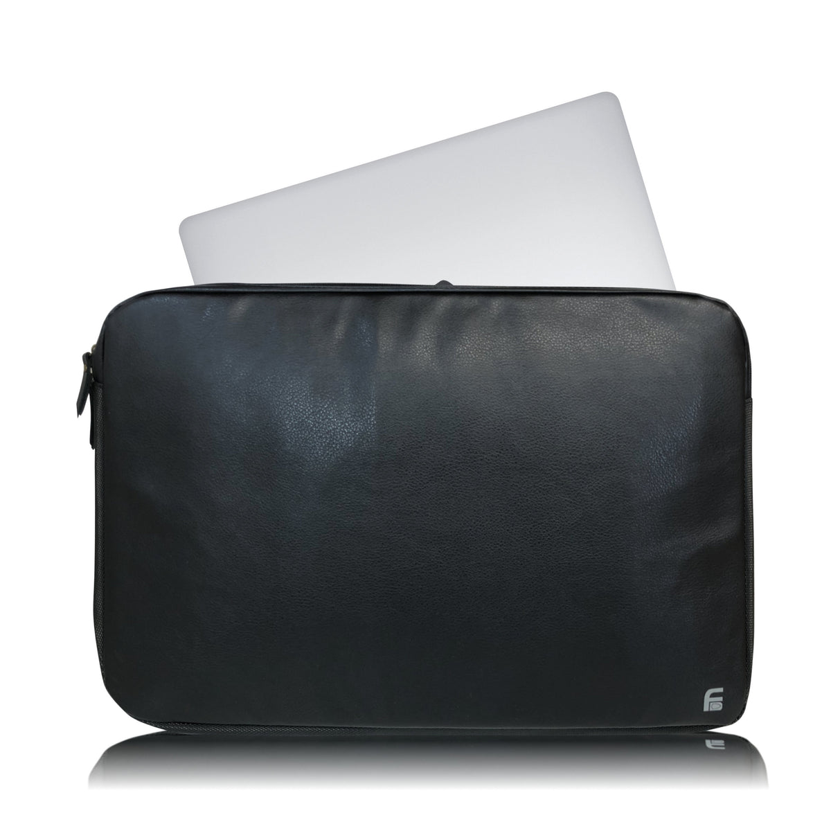 Laptop 15.6″ black PU leather X-large privacy protection bag - Faraday