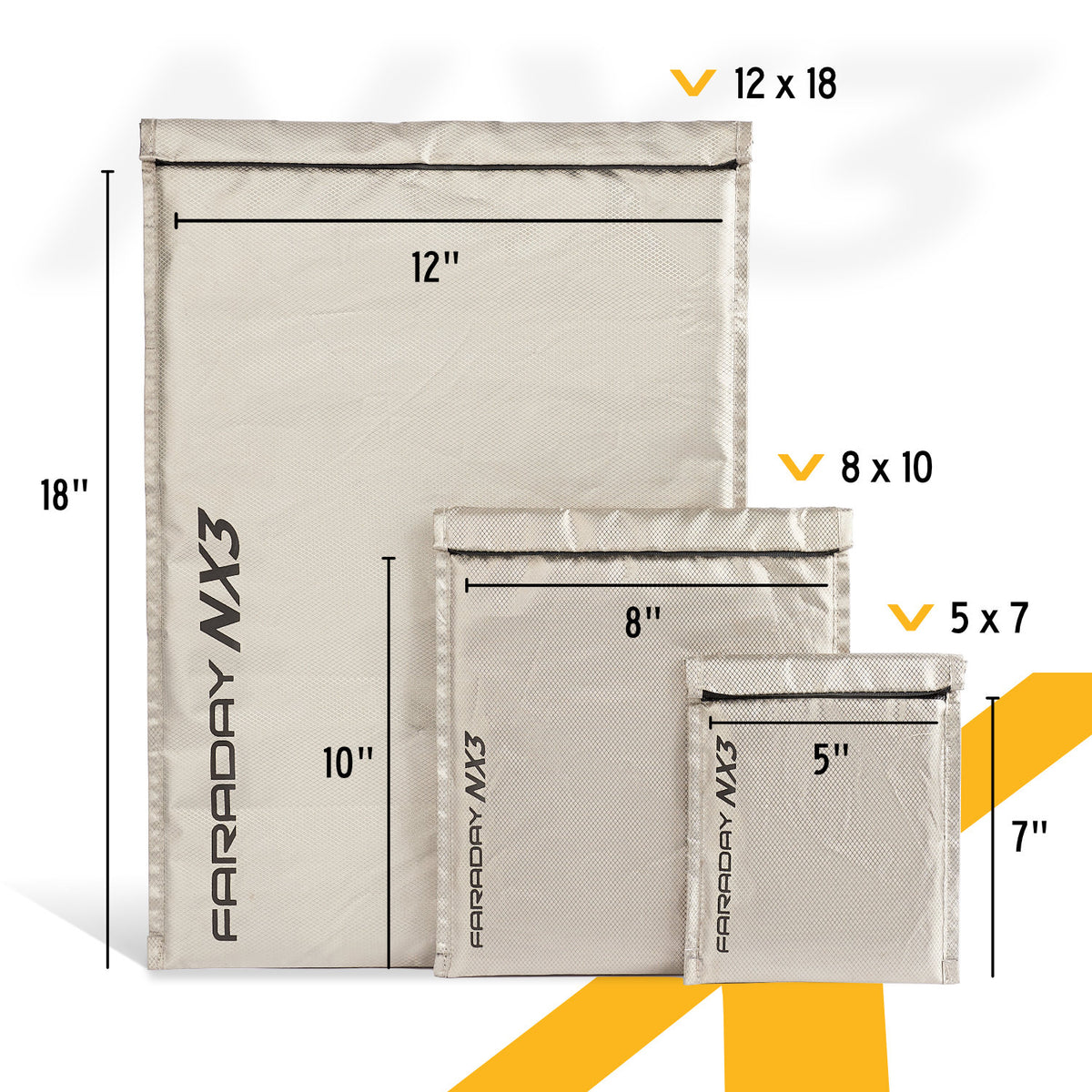 3pc Small Kit NX3 Double Layer CYBER Fabric Faraday Bag - Faraday Defense