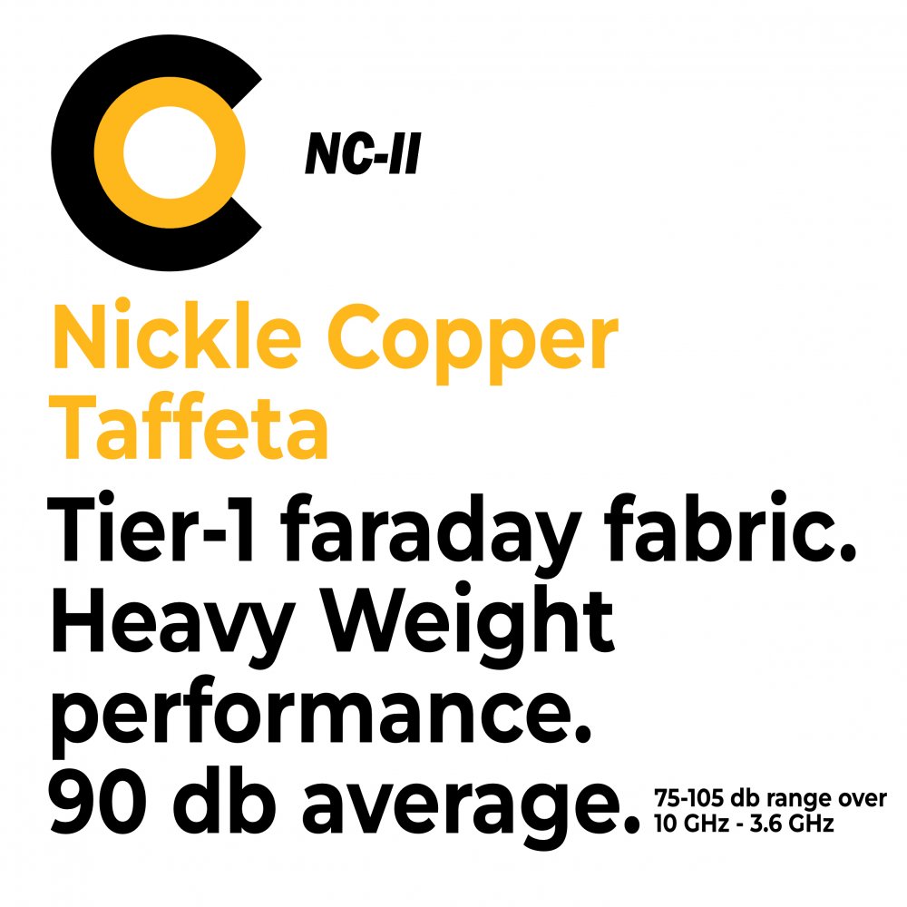 CYBER NC-TF Faraday Fabric EMF RF Shielding Nickel Copper Taffeta Fabric Roll 42″ x 1′ (Set of Two) - Faraday Defense
