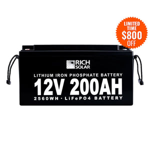 Rich Solar-12V 200Ah LiFePO4 Lithium Iron Phosphate Battery