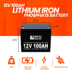 Rich Solar-12V 100Ah LiFePO4 Lithium Iron Phosphate Battery