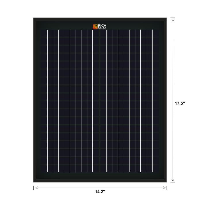 Rich Solar - 20 Watt 12V Mono Solar Panel Black