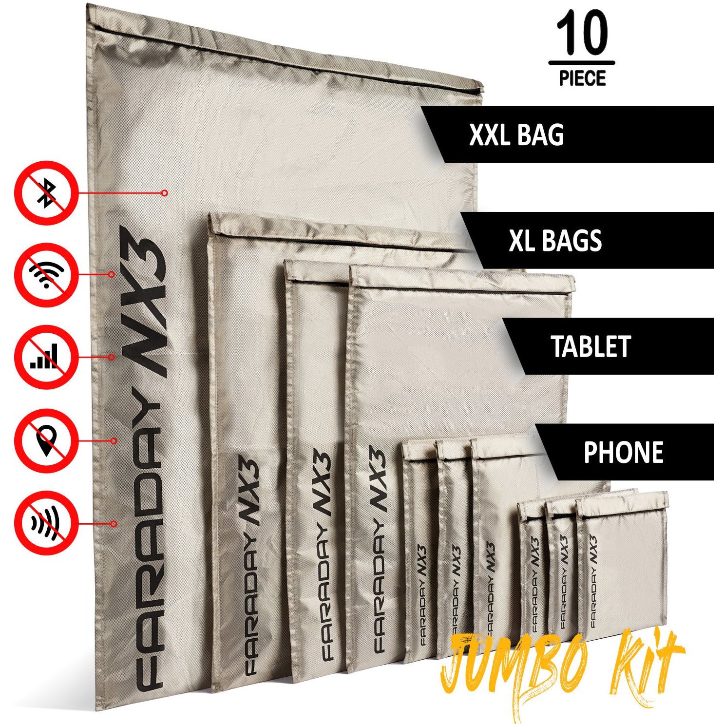 Triple-Layer CYBER Fabric Faraday Bags 3pc Small Kit NX3 – Oz Robotics