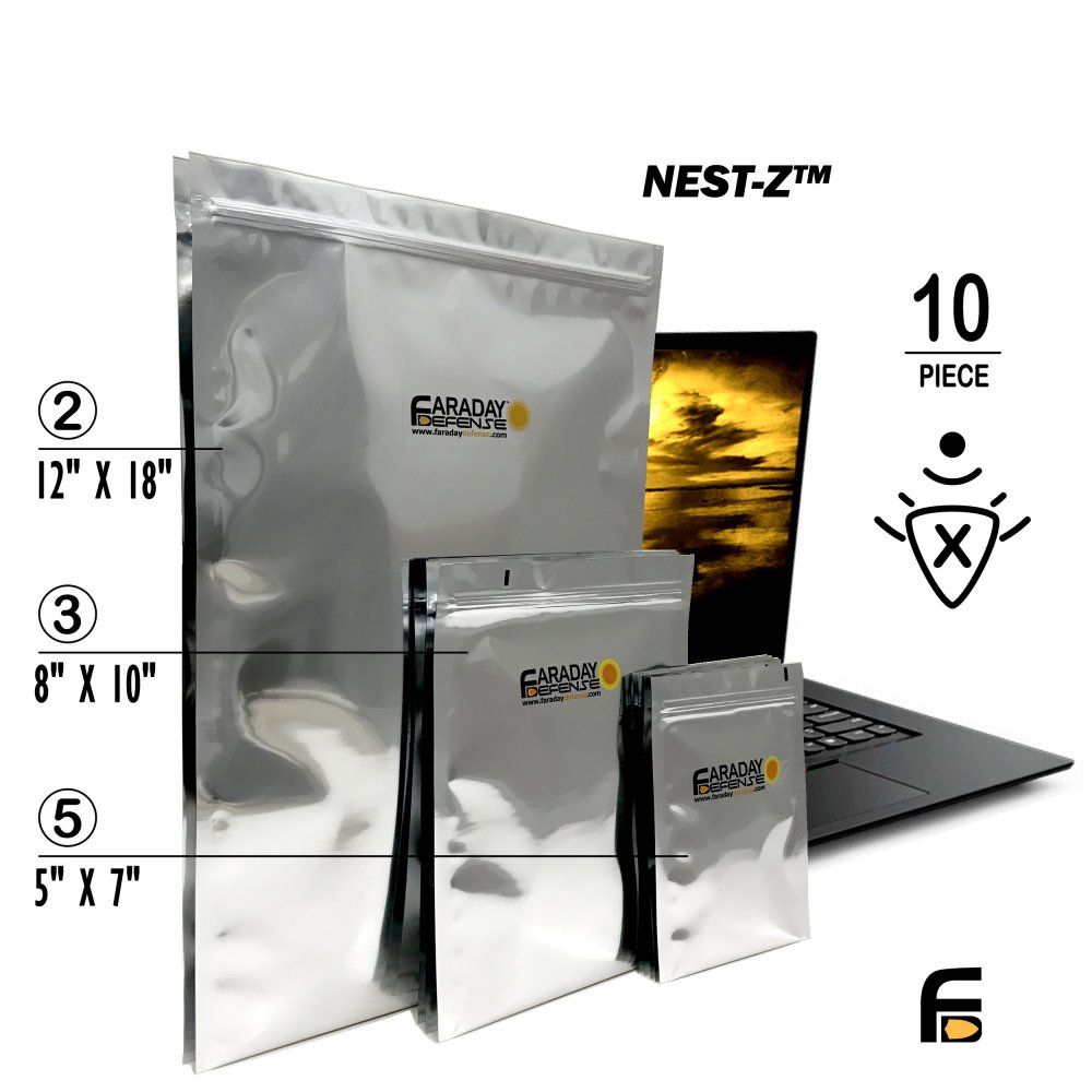 Faraday Bags Large 10 Pc Kit (NEST-Z EMP 7.0mil) - Faraday Defense