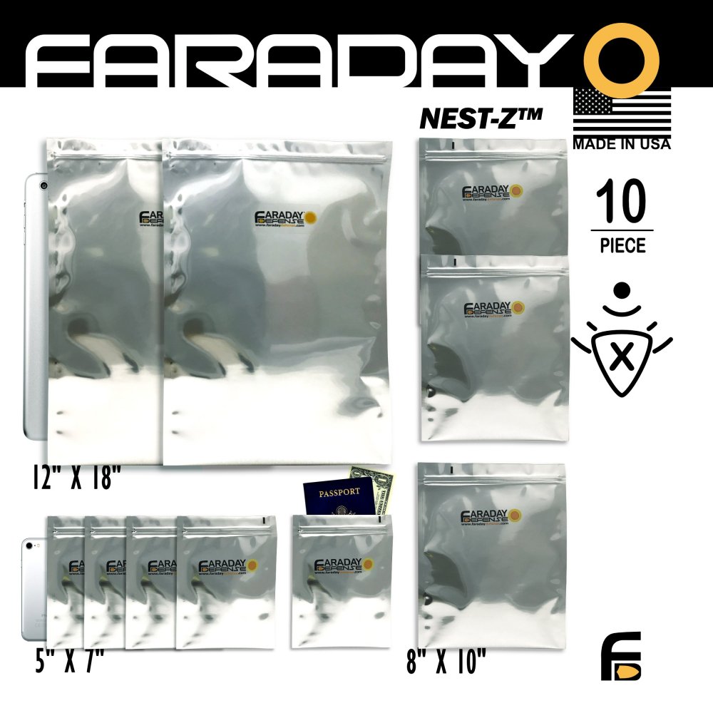 Faraday Bags Large 10 Pc Kit (NEST-Z EMP 7.0mil) - Faraday Defense