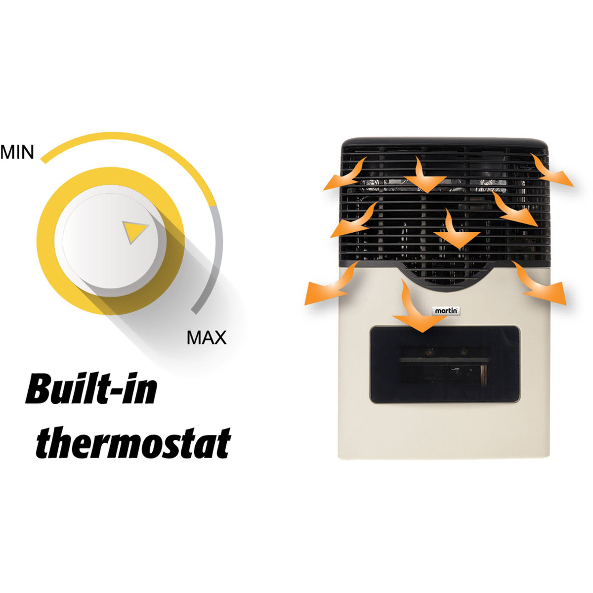 Picture of Martin - Propane Direct Vent Thermostatic Heater 11,000 Btu with Visor MDV12VP Built-in thermostat minimum and maximum control