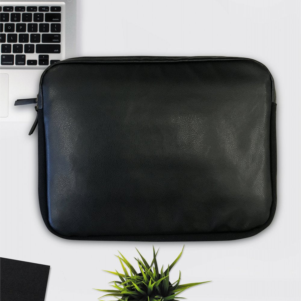 Laptop 13.5″ black PU leather large privacy protection bag - Faraday