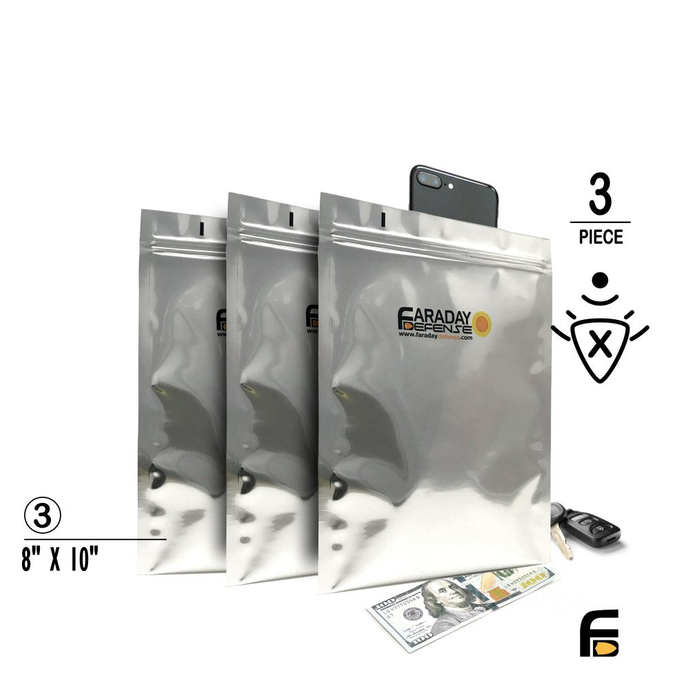 Picture of a 3pc 8×10 Notebook ESD/EMP 7.0mil Faraday Bags.