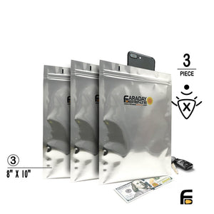 Picture of a 3pc 8×10 Notebook ESD/EMP 7.0mil Faraday Bags.