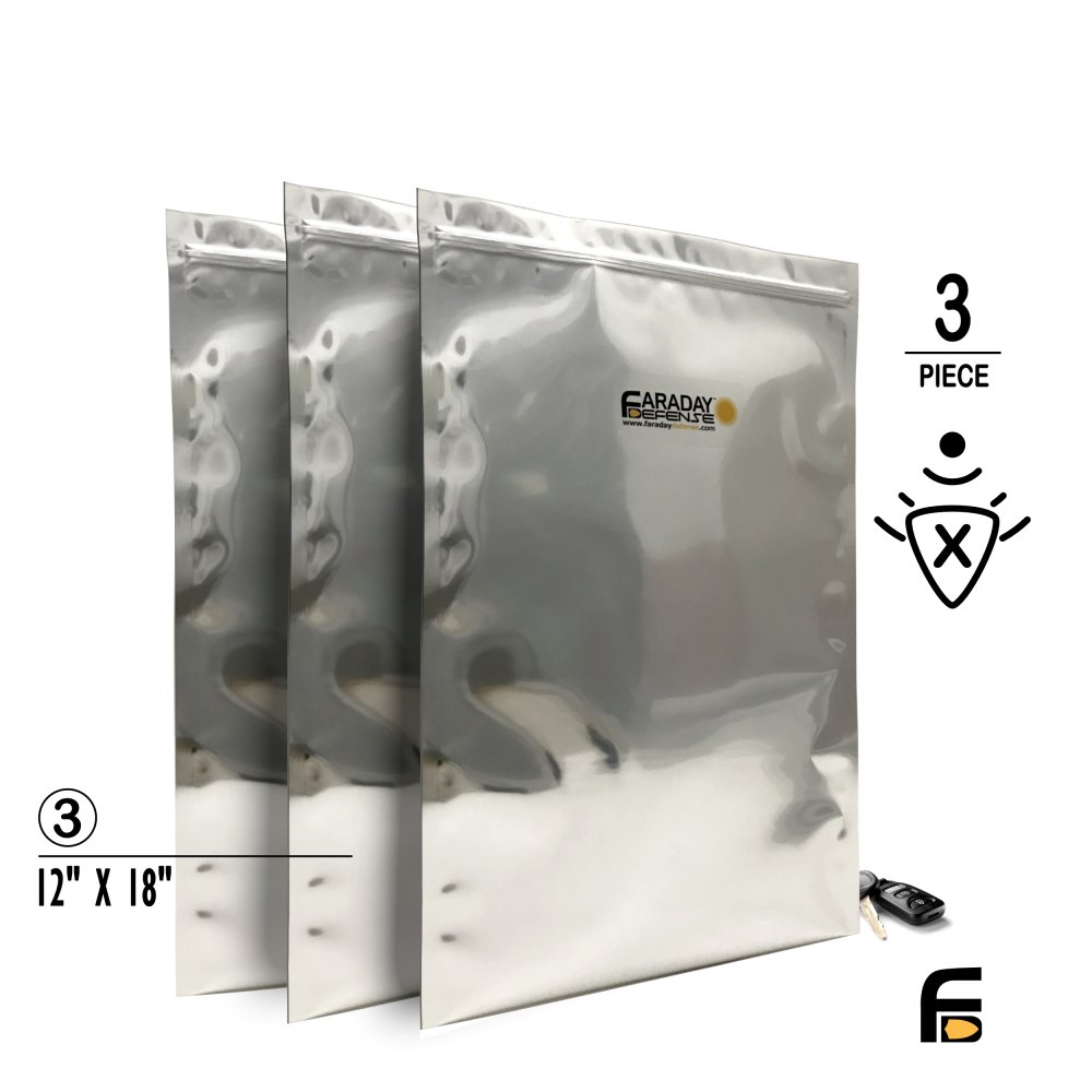 Picture of a 3pc 12×18 X-Large Laptop ESD/EMP 7.0mil Faraday Bags.