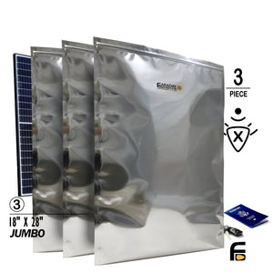 Picture of a 3pc 18×28 XX-Large Multi-Use ESD/EMP 7.0mil Faraday Bag.