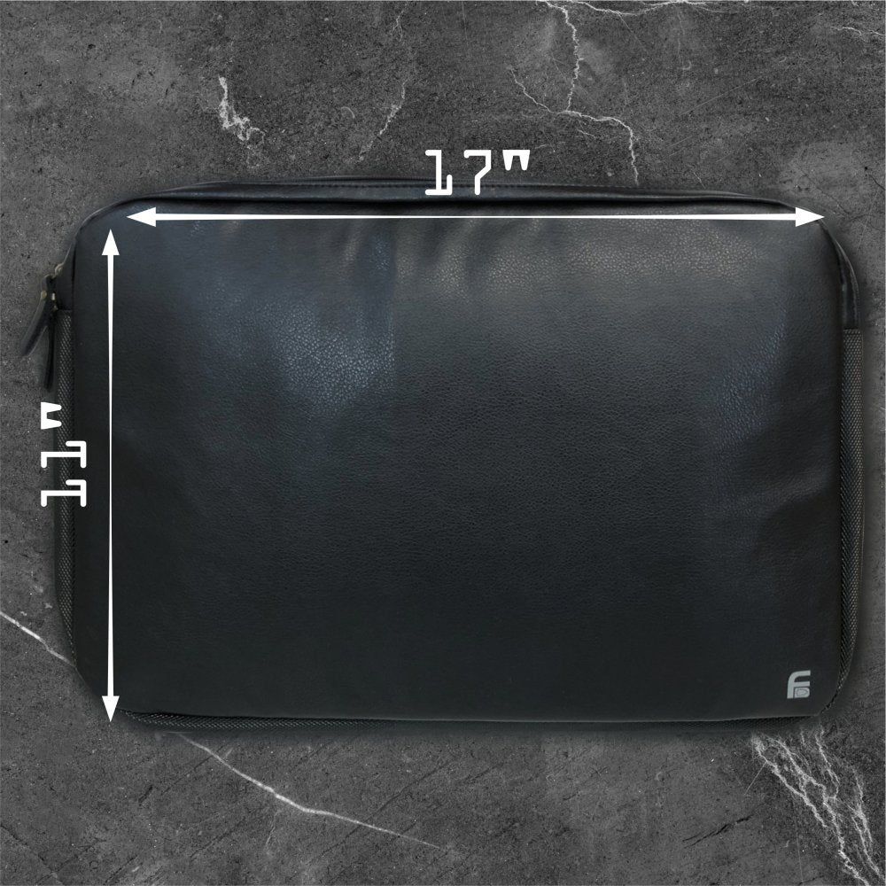 Laptop 15.6″ black PU leather X-large privacy protection bag - Faraday