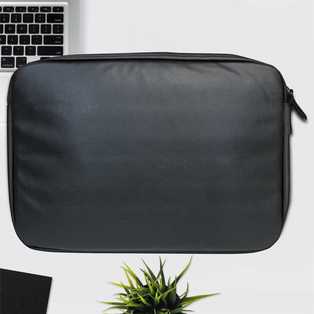 Laptop 15.6″ black PU leather X-large privacy protection bag - Faraday