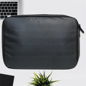 Laptop 15.6″ black PU leather X-large privacy protection bag - Faraday