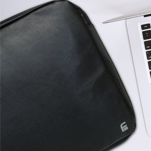 Laptop 15.6″ black PU leather X-large privacy protection bag - Faraday