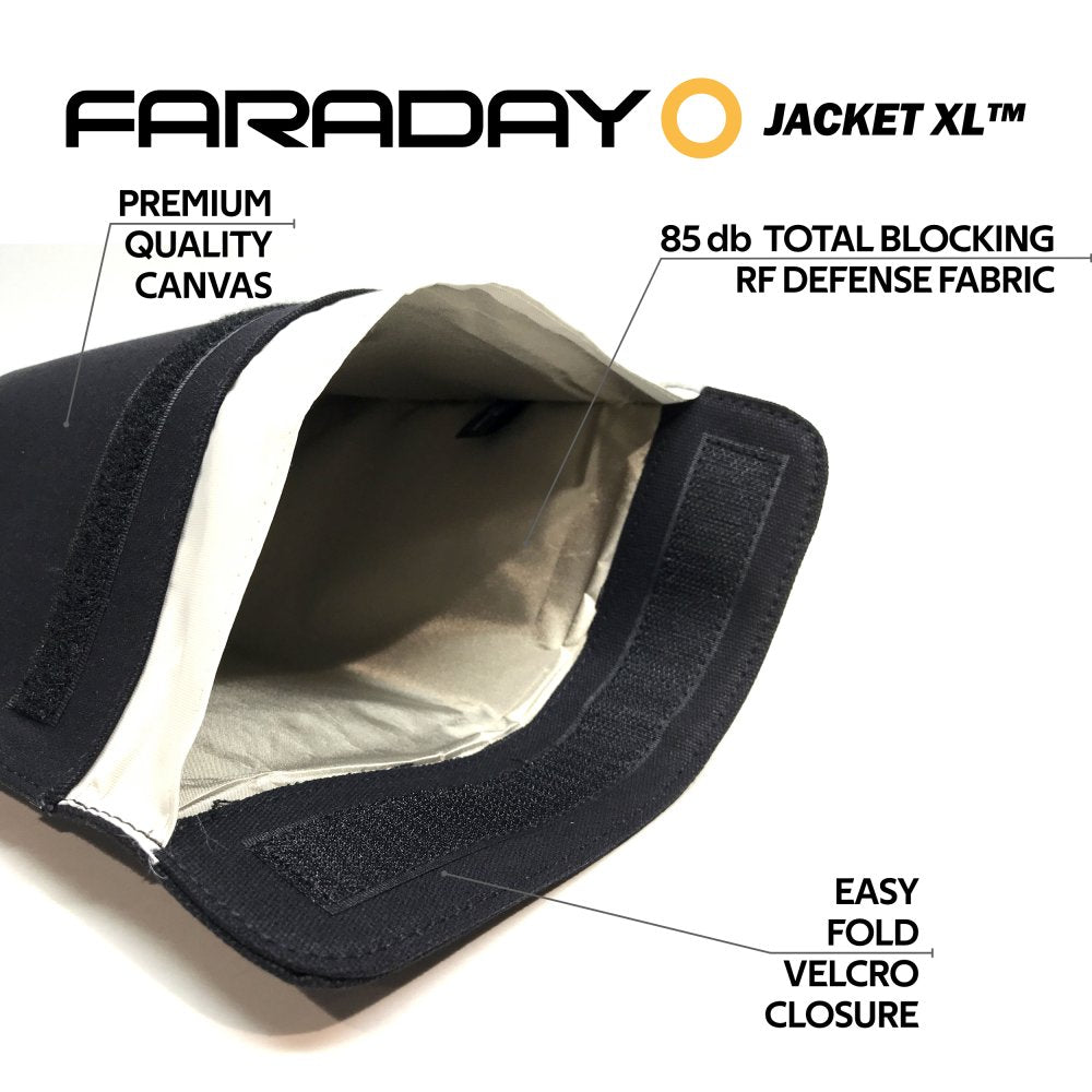 Faraday jacket XL black canvas 9.5 x 12.5 tablet privacy bag - Faraday Defense