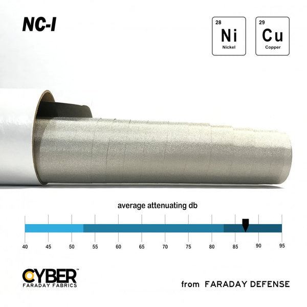 Faraday Defense Adhesive EMF RF RFID Shielding Nickel Copper Rip-Stop Fabric - 50 x 1' Material