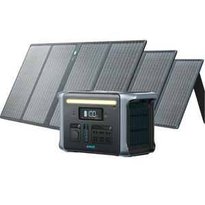 Photo of the Anker Solar Generator PowerHouse 757 with three 100w Solar Panels