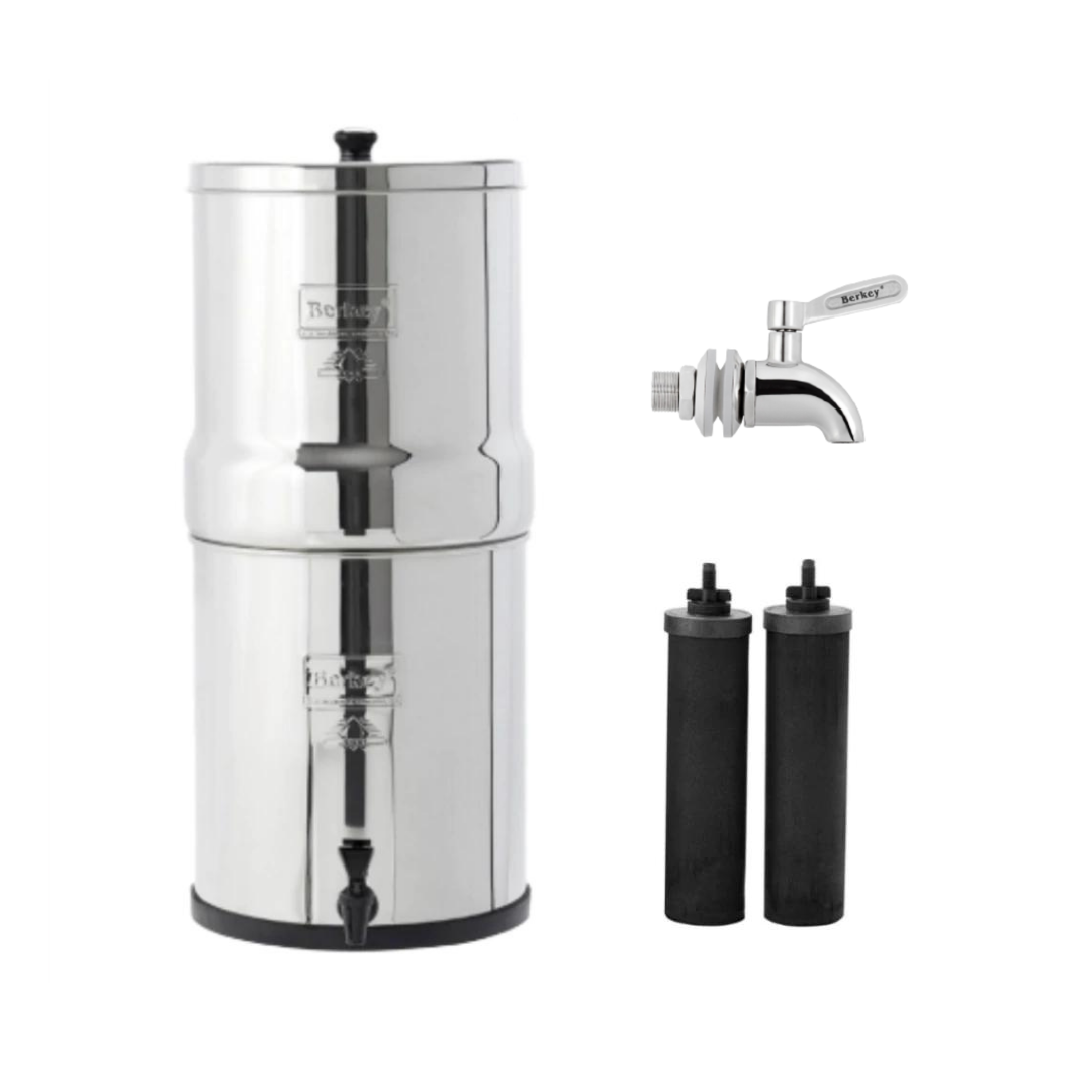 Photo of the Big Berkey Water System with the Stainless Steel Water Spigot