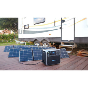 Photo of Bluetti - AC200 1700Wh/2000W Portable Power Station connected on solar panels.
