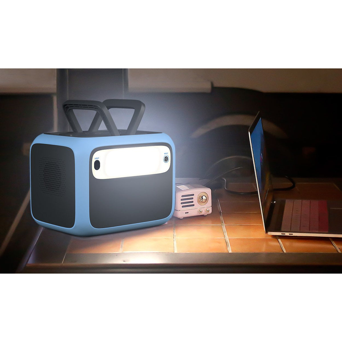 Photo of Bluetti - AC50S 500Wh/300W Portable Power Station with lights on.