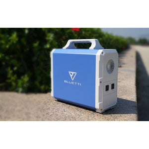 Photo of Bluetti - EB150 1500Wh/1000W Portable Power Station in color blue outdoor.