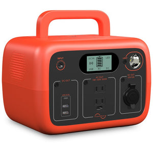 Photo of Bluetti - AC30 300Wh/300W Portable Power Station in color orange (pumpkin) on a white background.