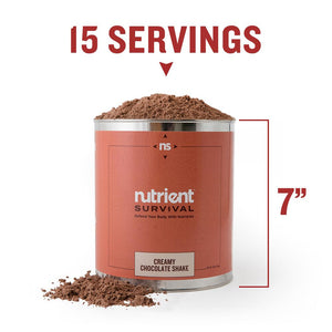 Nutrient Survival - Creamy Chocolate Shake Container Specs