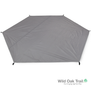 Photo of the Catoma Eagle Groundsheet tent in a white background with Wild Oak Trail logo on the lower right side.