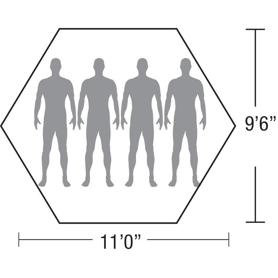 Photo of 4 people that will fit in the Catoma Eagle Groundsheet tent in a white background with 9 feet 6 inches height and 11 feet length.